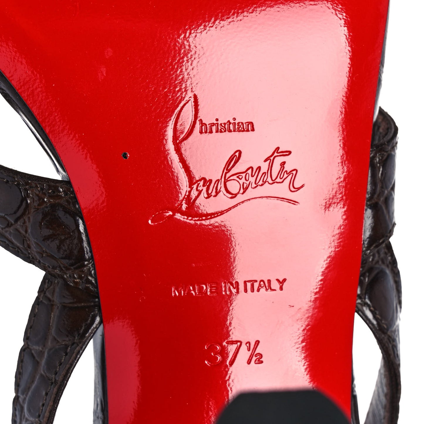 Calfskin Crocodile Embossed Taralita 85 Thong Sandals 37.5 Brown