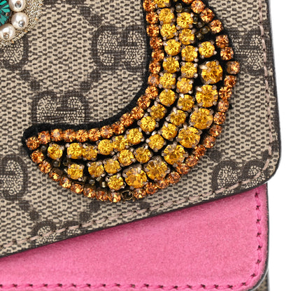 Gucci GG Supreme Monogram Suede Pierced Heart Embroidered Medium Dionysus Shoulder Bag Beige Ebony Pink Tropical Flower 16 of 16