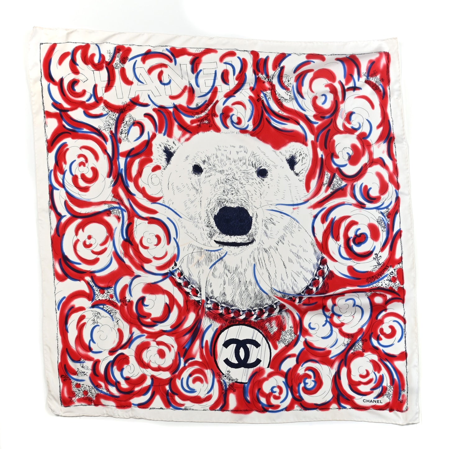 Silk Polar Bear Scarf Red