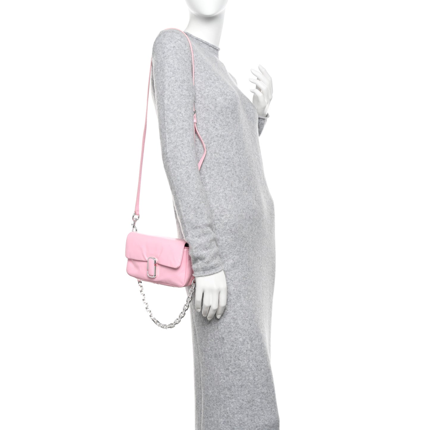 Shiny Crinkled Calfskin Mini J Pillow Bag Pink