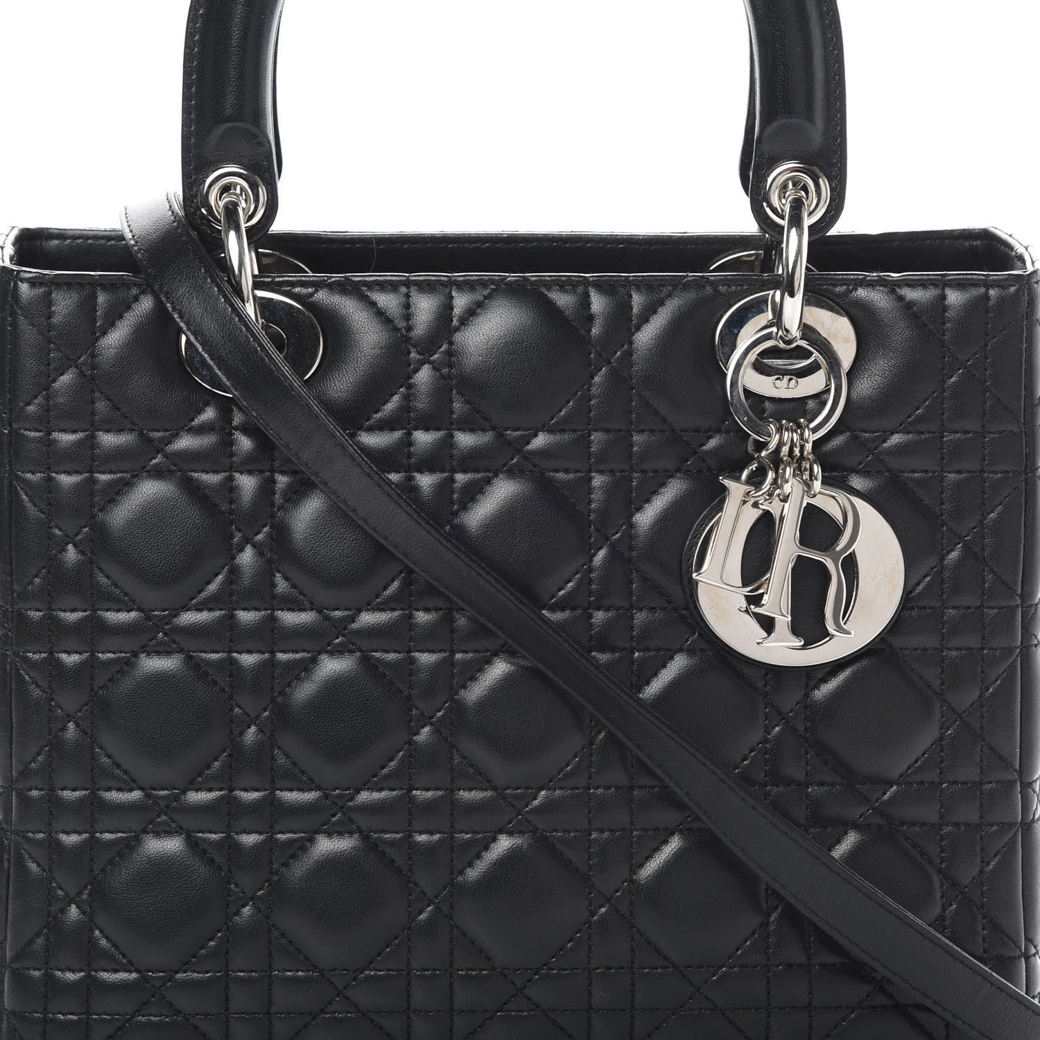 Christian Dior Lambskin Cannage Medium Lady Dior Black 8 of 14