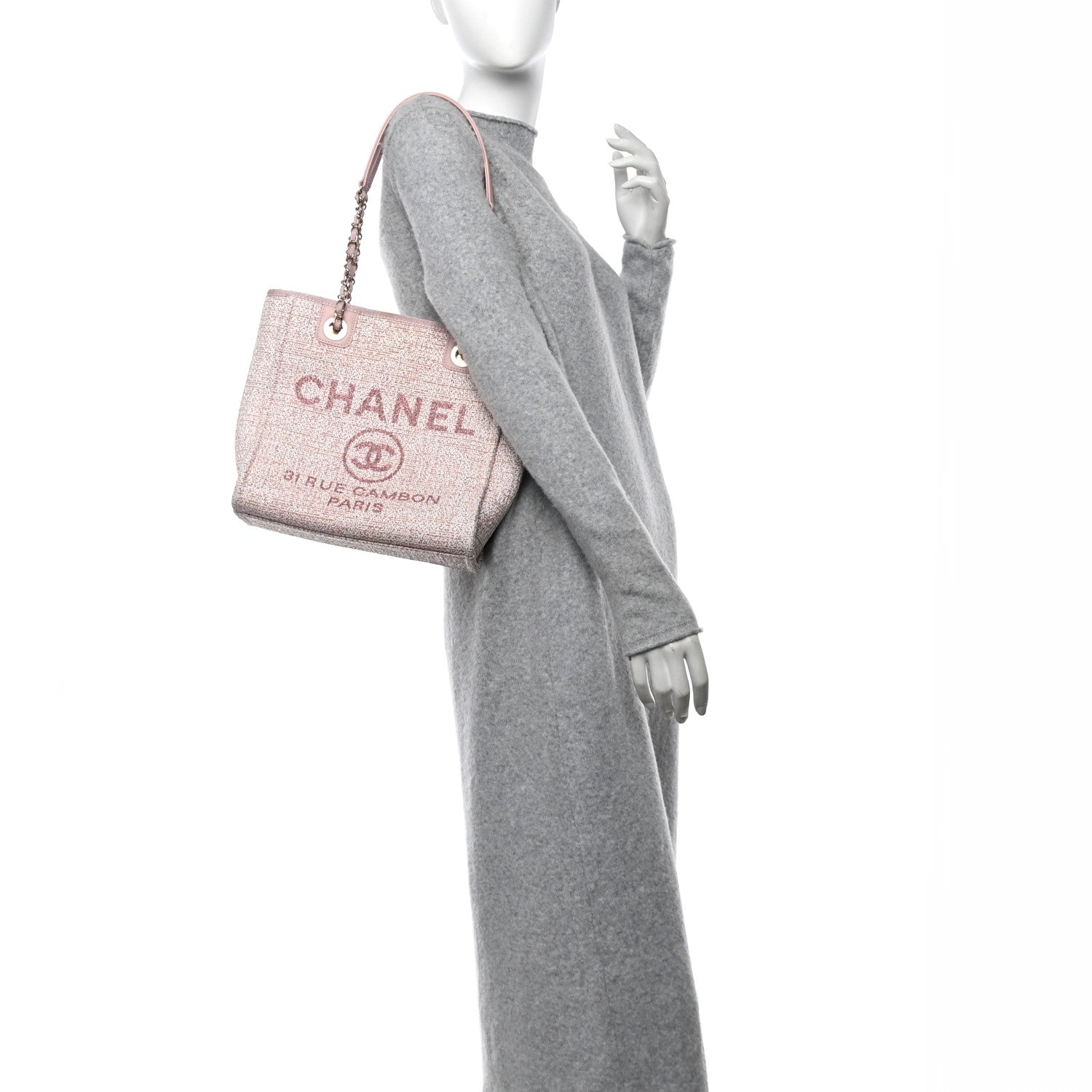 Chanel Mixed Fibers Calfskin Mini Deauville Tote Rose Pink 2 of 11