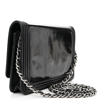 Chanel Glazed Calfskin Boy Wallet On Chain WOC Black 3 of 16