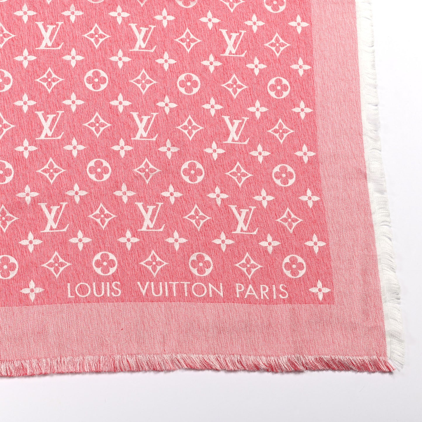 Wool Silk Monogram Denim Shawl Rouge