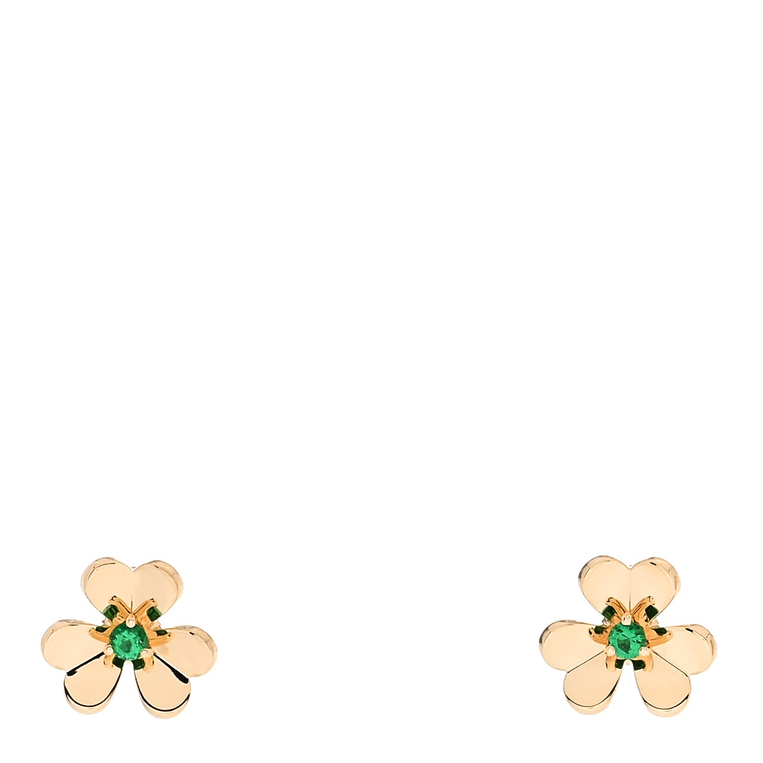 product image of VAN CLEEF & ARPELS 18K Yellow Gold Emerald Mini Frivole Earrings FASHIONPHILE
