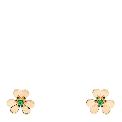 Van Cleef & Arpels 18K Yellow Gold Emerald Mini Frivole Earrings 1 of 5