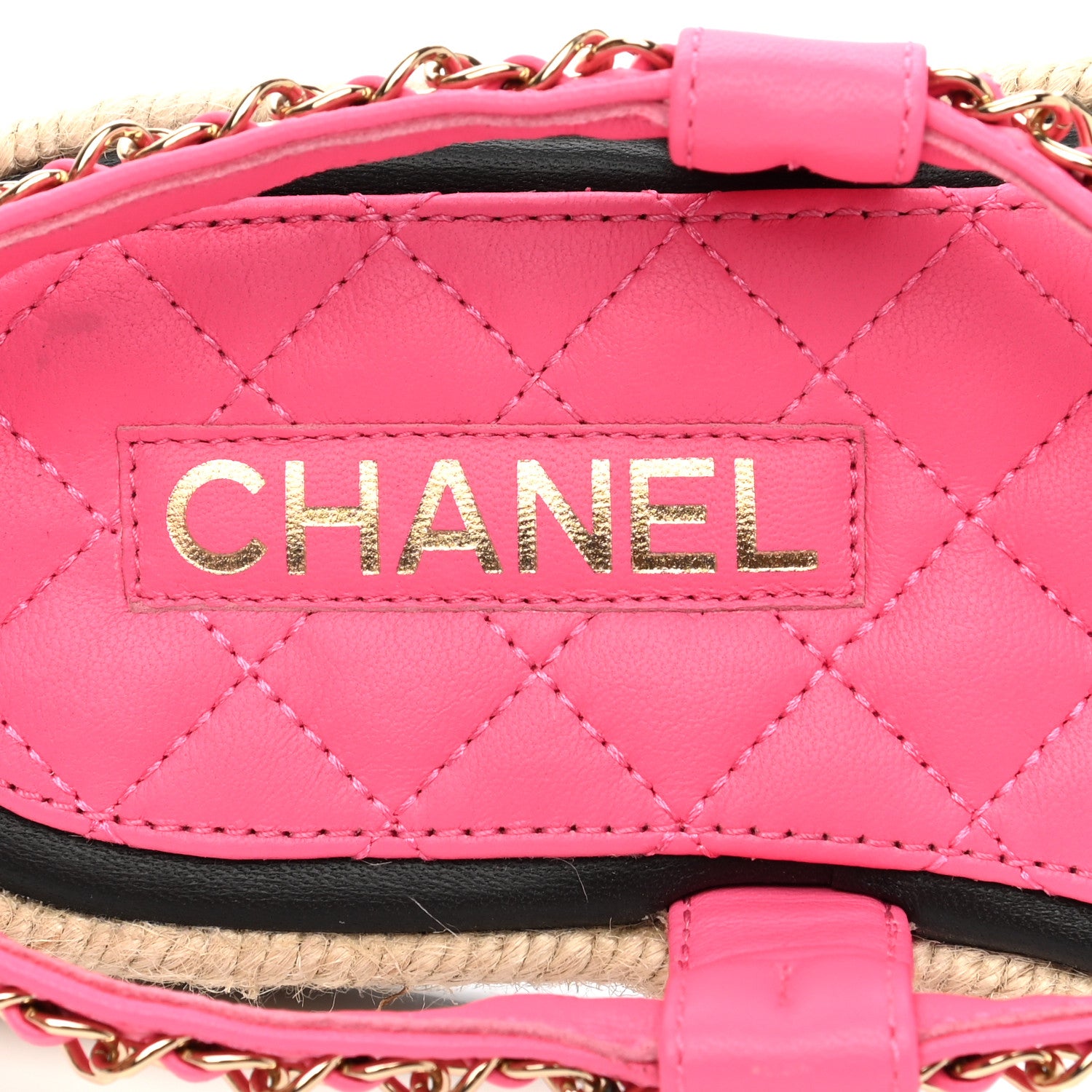 Chanel Lambskin Chain CC Thong Espadrille Sandals 36 Pink 5 of 9