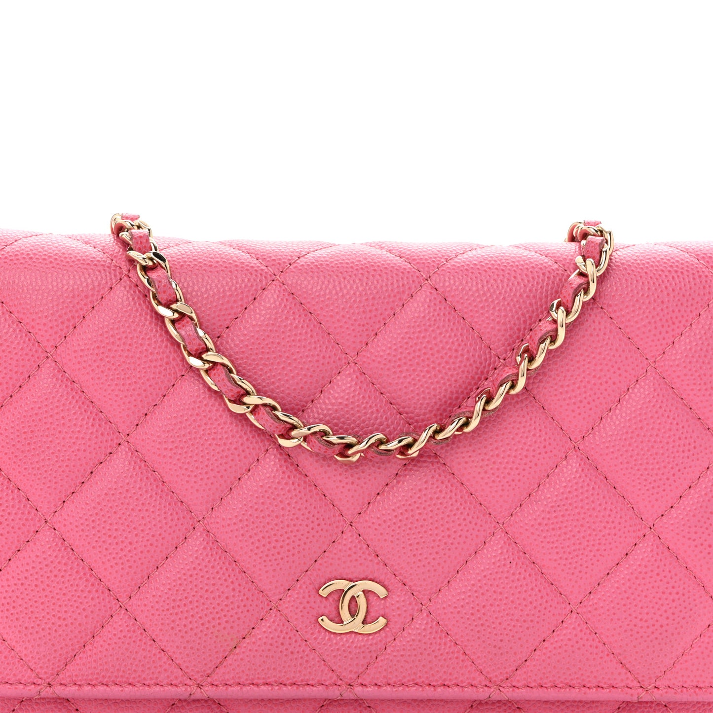 Caviar Quilted Wallet on Chain WOC Pink