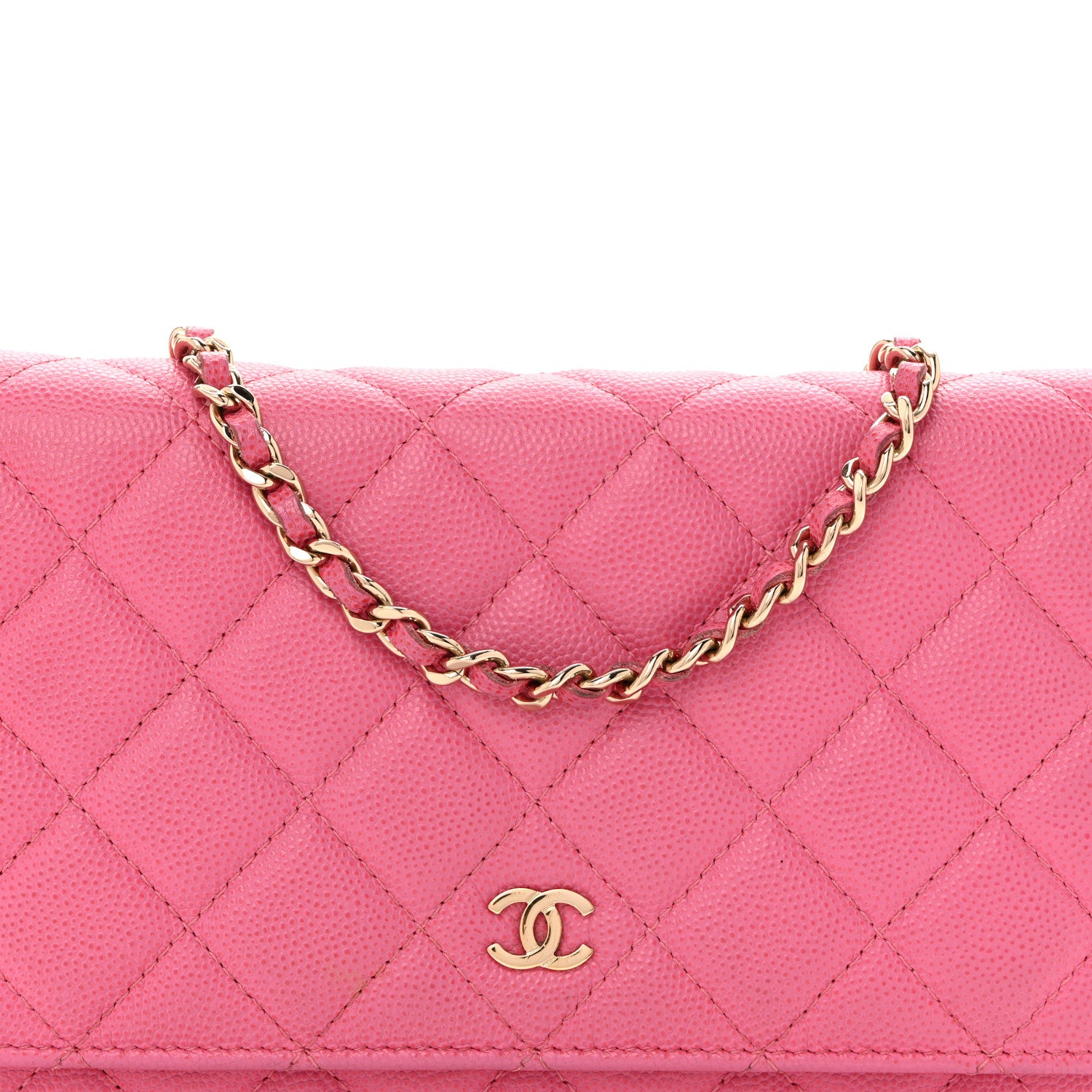 Chanel Caviar Quilted Wallet on Chain WOC Pink 9 of 14