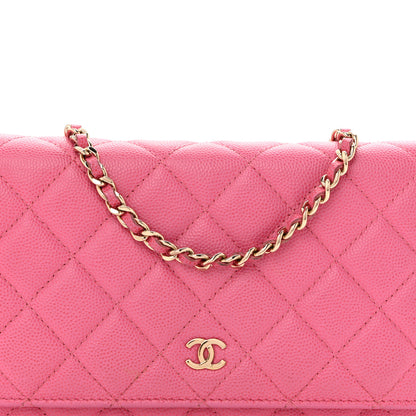 Chanel Caviar Quilted Wallet on Chain WOC Pink 9 of 14