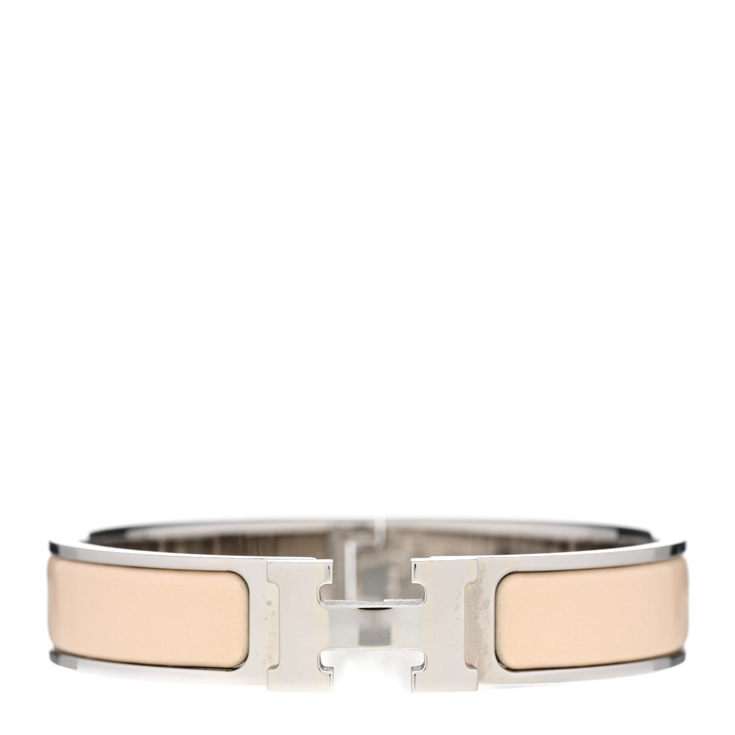 Hermes Enamel Narrow Clic Clac H Bracelet PM Beige Nacre 1 of 5