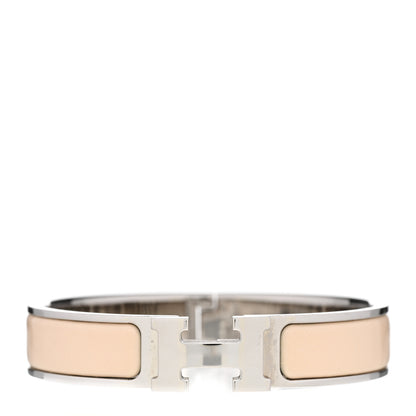 Hermes Enamel Narrow Clic Clac H Bracelet PM Beige Nacre 1 of 5