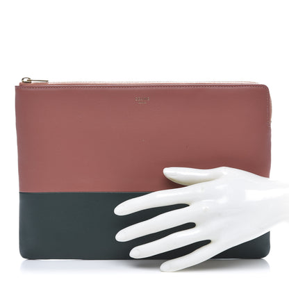 Celine Smooth Lambskin Bi-Color Solo Clutch Pouch Peach Amazone 2 of 9