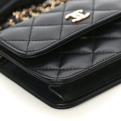 Chanel Lambskin Quilted Coco Bow Clutch With Chain Black 10 of 12