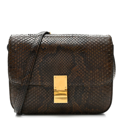 Celine Snakeskin Medium Classic Box Flap Bag Brown 1 of 11