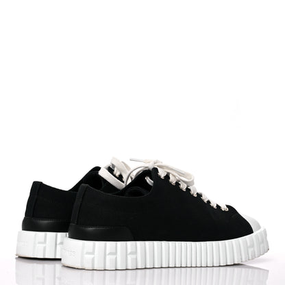 Hermes Cotton Canvas Womens Cross Sneakers 37 Black 4 of 11