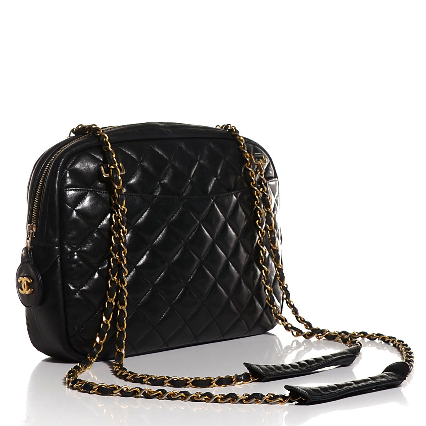 Lambskin Quilted Shoulder Bag Black