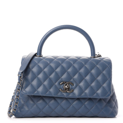 Chanel Caviar Quilted Small Coco Handle Flap Blue 1 of 7