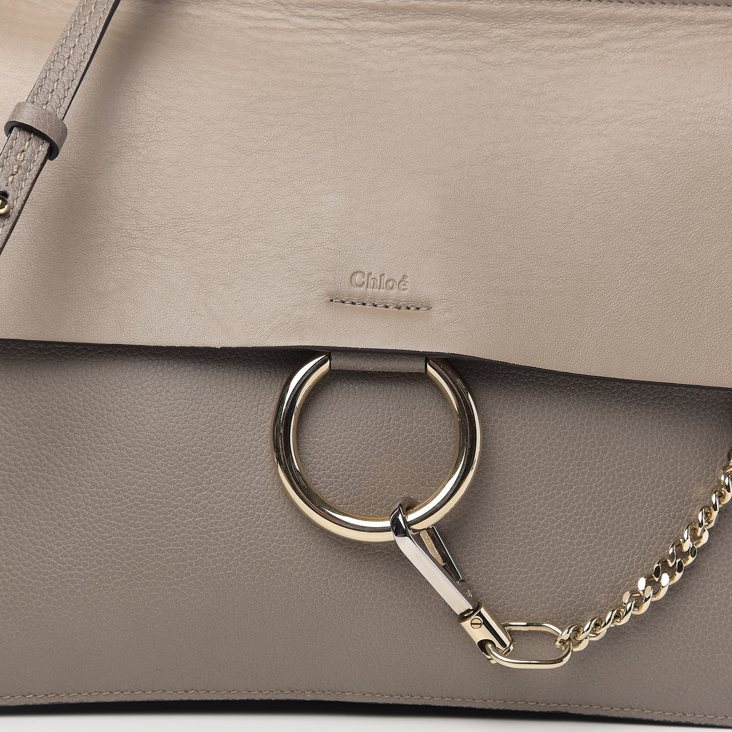 Chloe Calfskin Suede Medium Faye Shoulder Bag Motty Grey 11 of 11