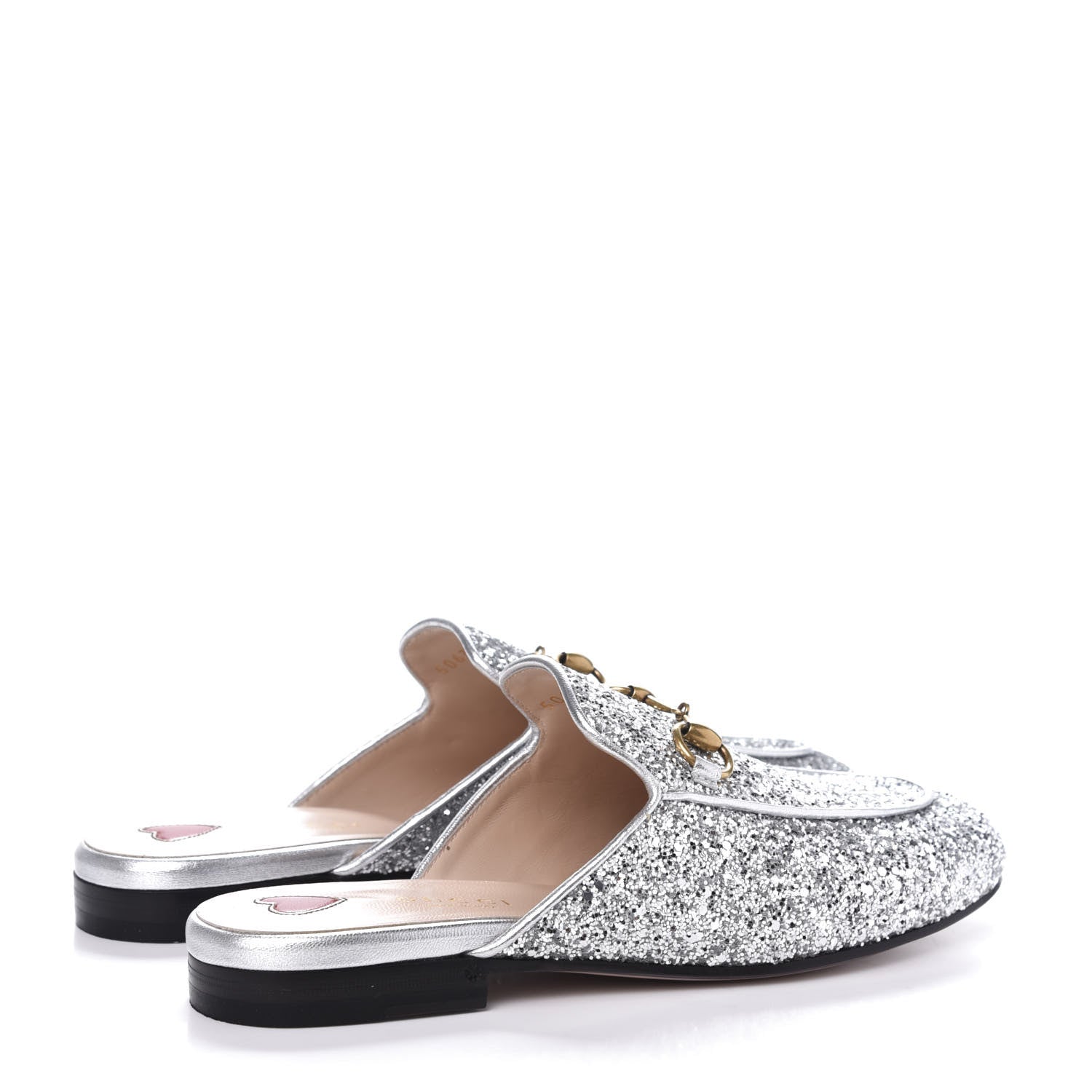 Gucci Glitter Womens Princetown Slippers 35.5 Silver 4 of 9