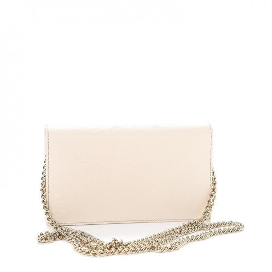 Textured Calfskin Medium Betty Chain Wallet White
