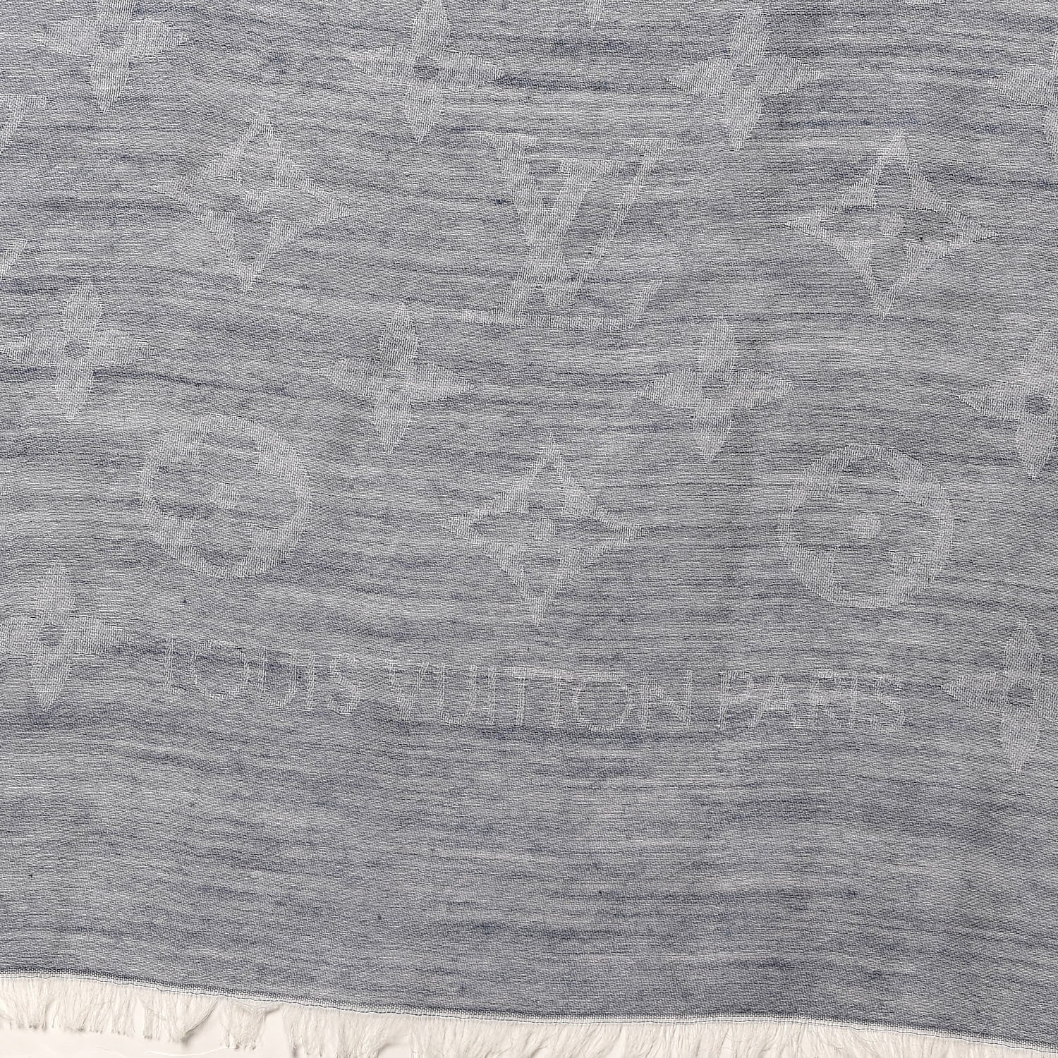 Louis Vuitton Wool Cotton Silk Daily Monogram Stole Denim 4 of 4