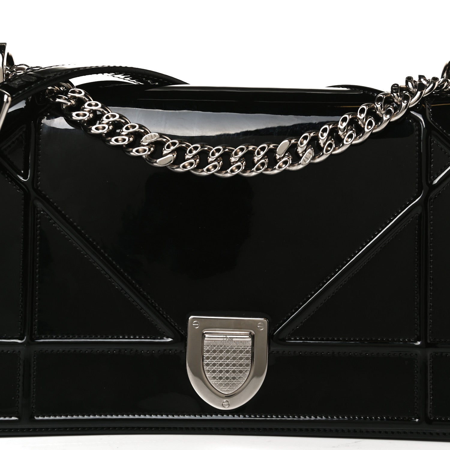 Christian Dior Patent Medium Diorama Flap Bag Black 8 of 13