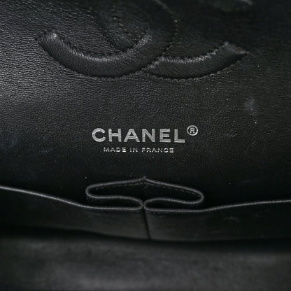 Chanel Canvas Floral Printed Quilted Medium Double Flap Black White 6 of 13