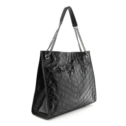 Saint Laurent Crinkled Calfskin Matelasse Monogram Medium Niki Shopper Tote Black 3 of 12