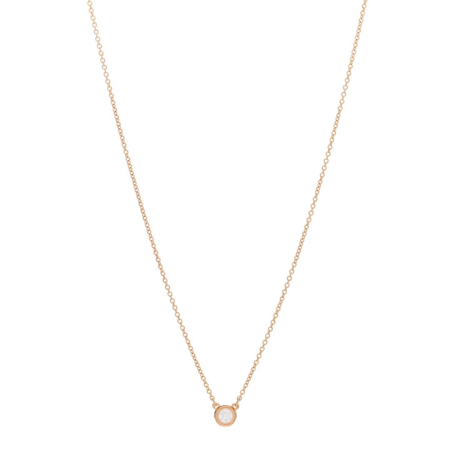18K Rose Gold Diamond .17ct Elsa Peretti Diamonds by the Yard Pendant Necklace