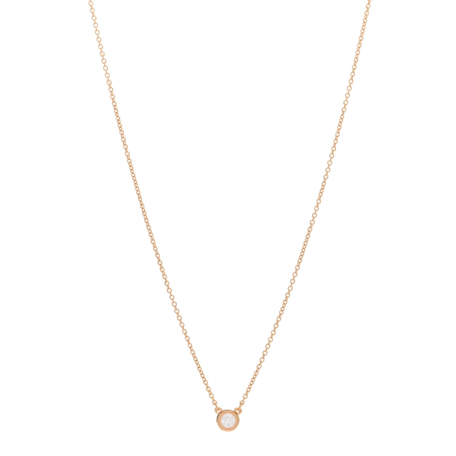 Tiffany 18K Rose Gold Diamond .17ct Elsa Peretti Diamonds by the Yard Pendant Necklace 1 of 4