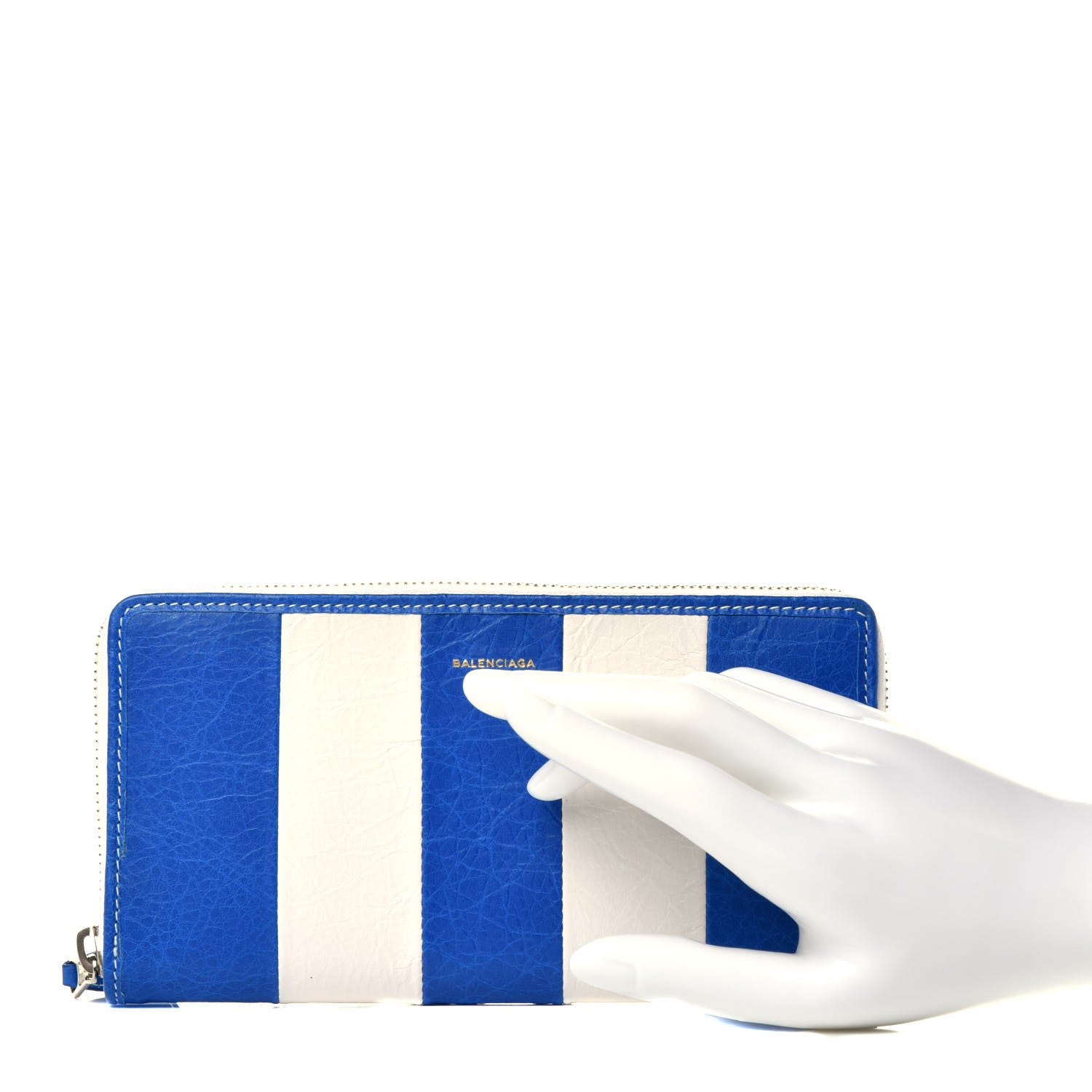 Balenciaga Veau Arena Multicolore Bazar Continental Zip Around Wallet Bleu Lazuli White 2 of 7