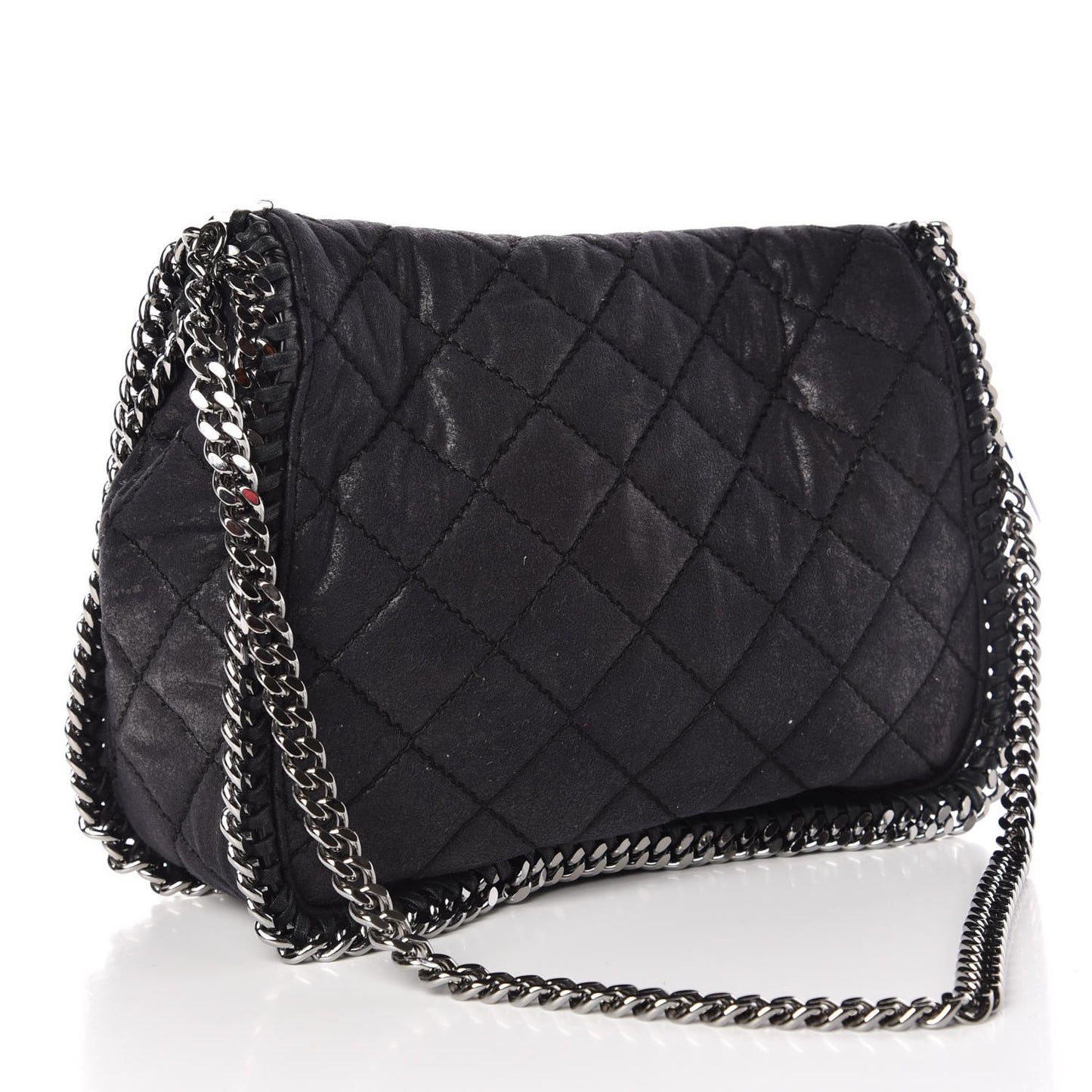 Shaggy Deer Quilted Falabella Shoulder Bag Black