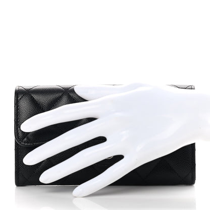 Chanel Caviar Quilted Medium Gusset Flap Wallet Black 2 of 9