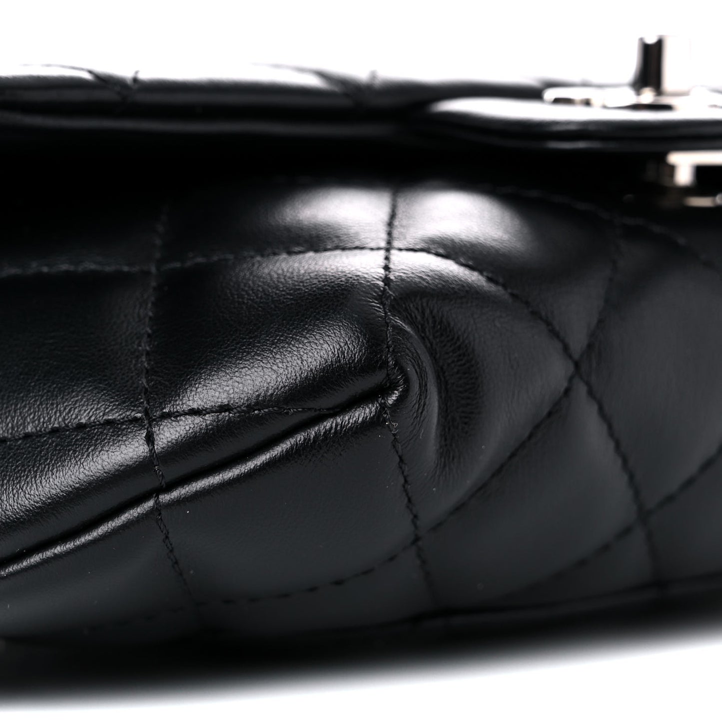 Calfskin Quilted CC Uniform Flap Belt Bag Black
