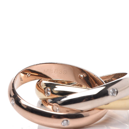 Cartier 18K Pink Yellow White Gold Diamond Medium Trinity Ring 51 5.75 4 of 4