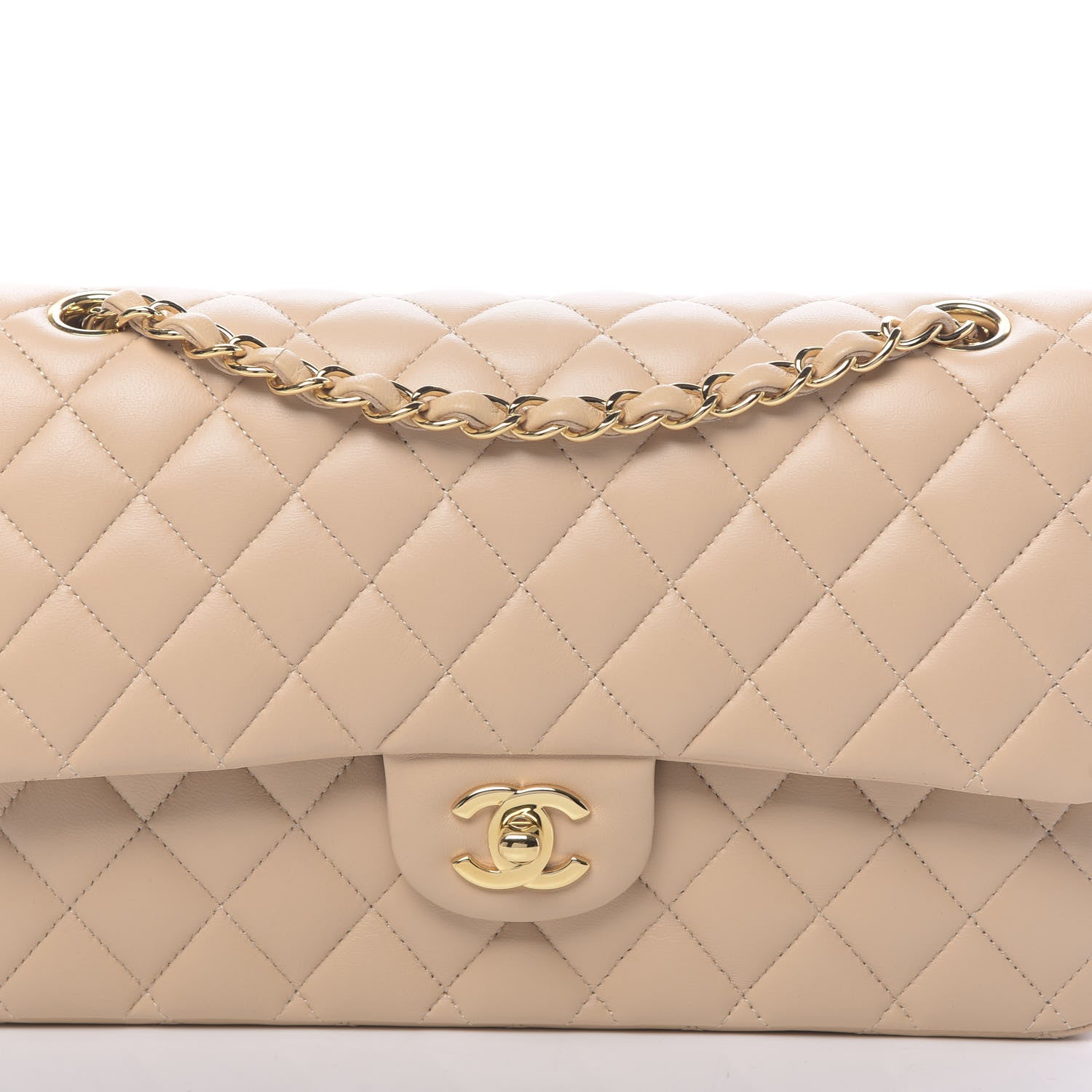 Chanel Lambskin Quilted Medium Double Flap Beige 8 of 11