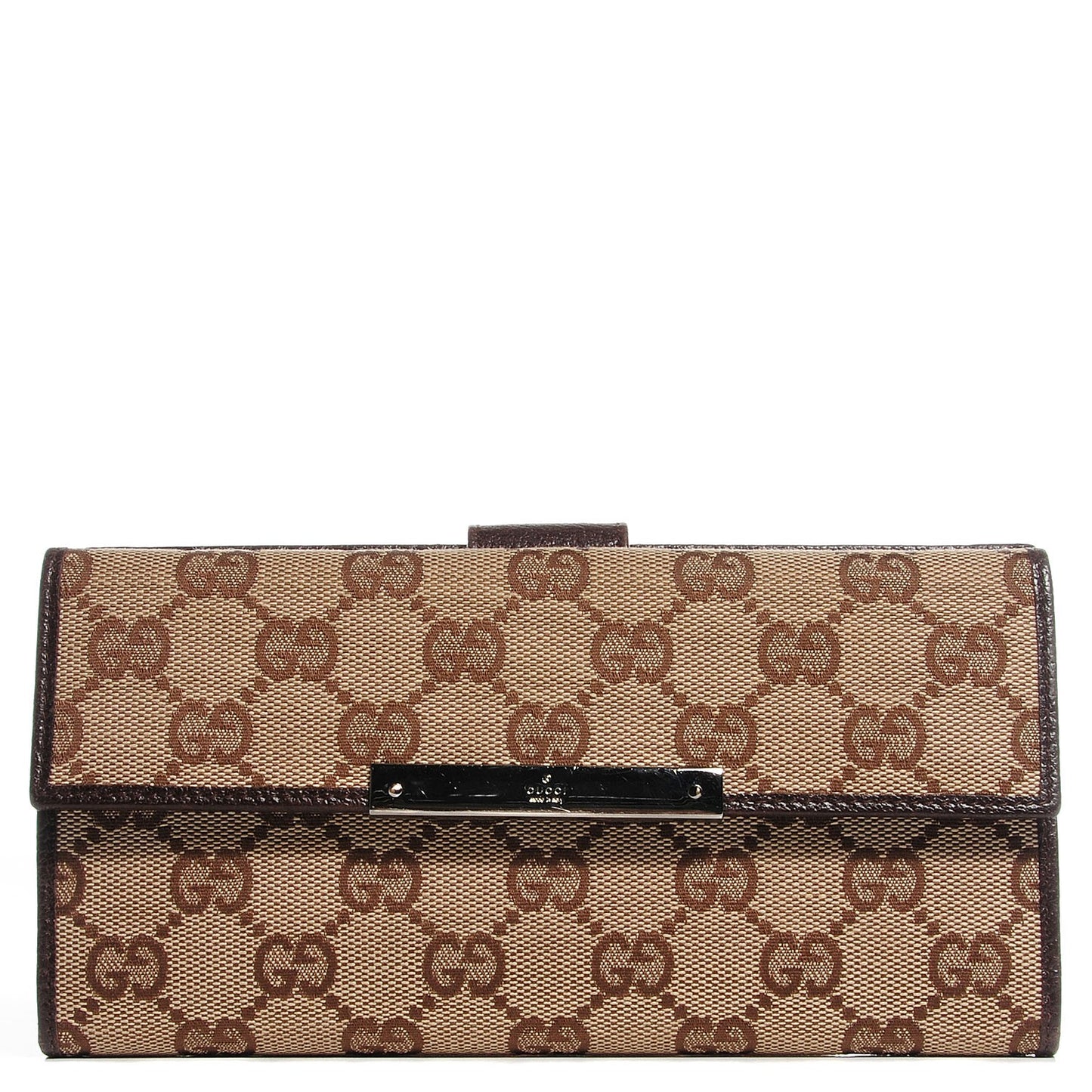 Monogram Metal Bar Continental Flap Wallet Beige Ebony Dark Brown