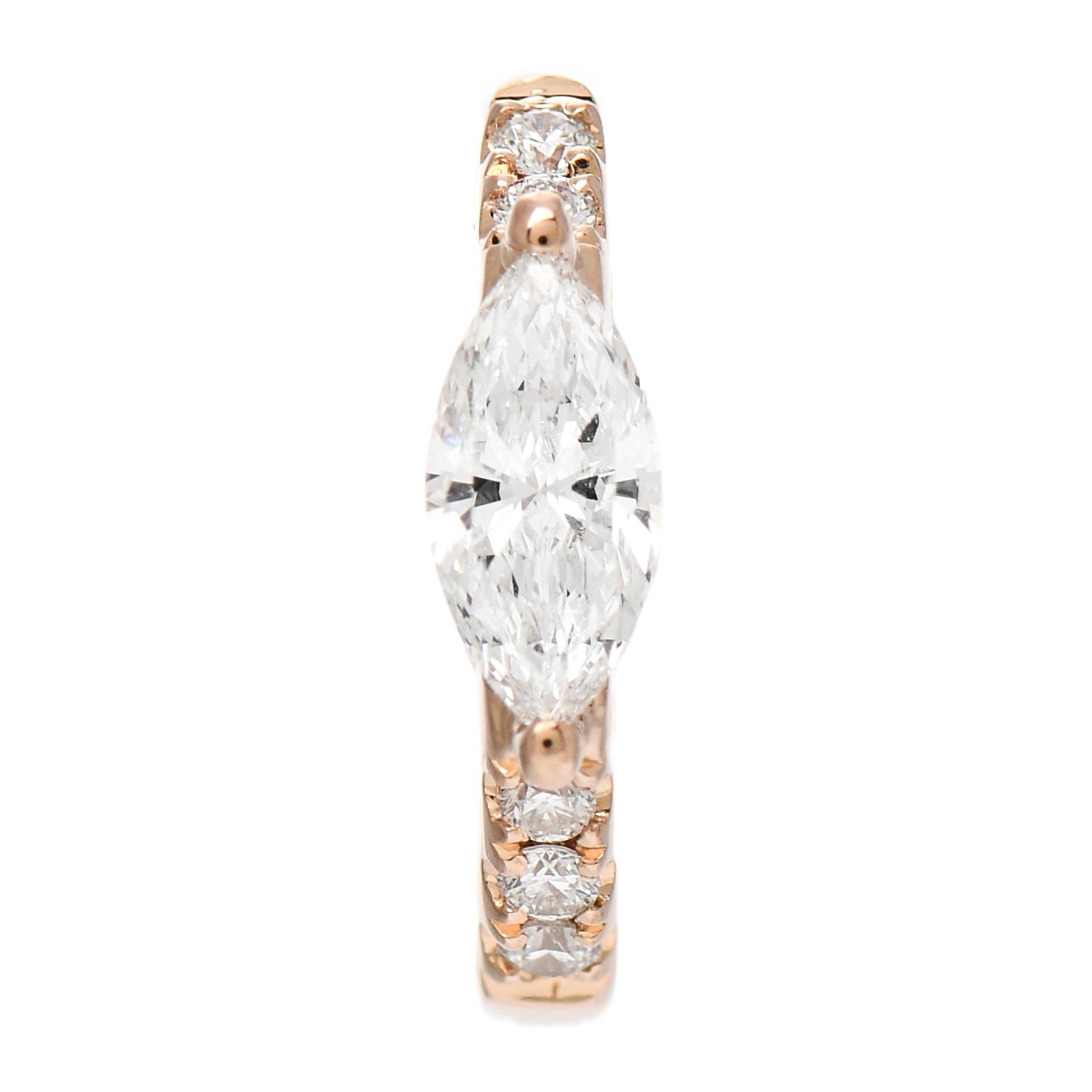 18K Rose Gold Diamond Marquise Huggie Earring