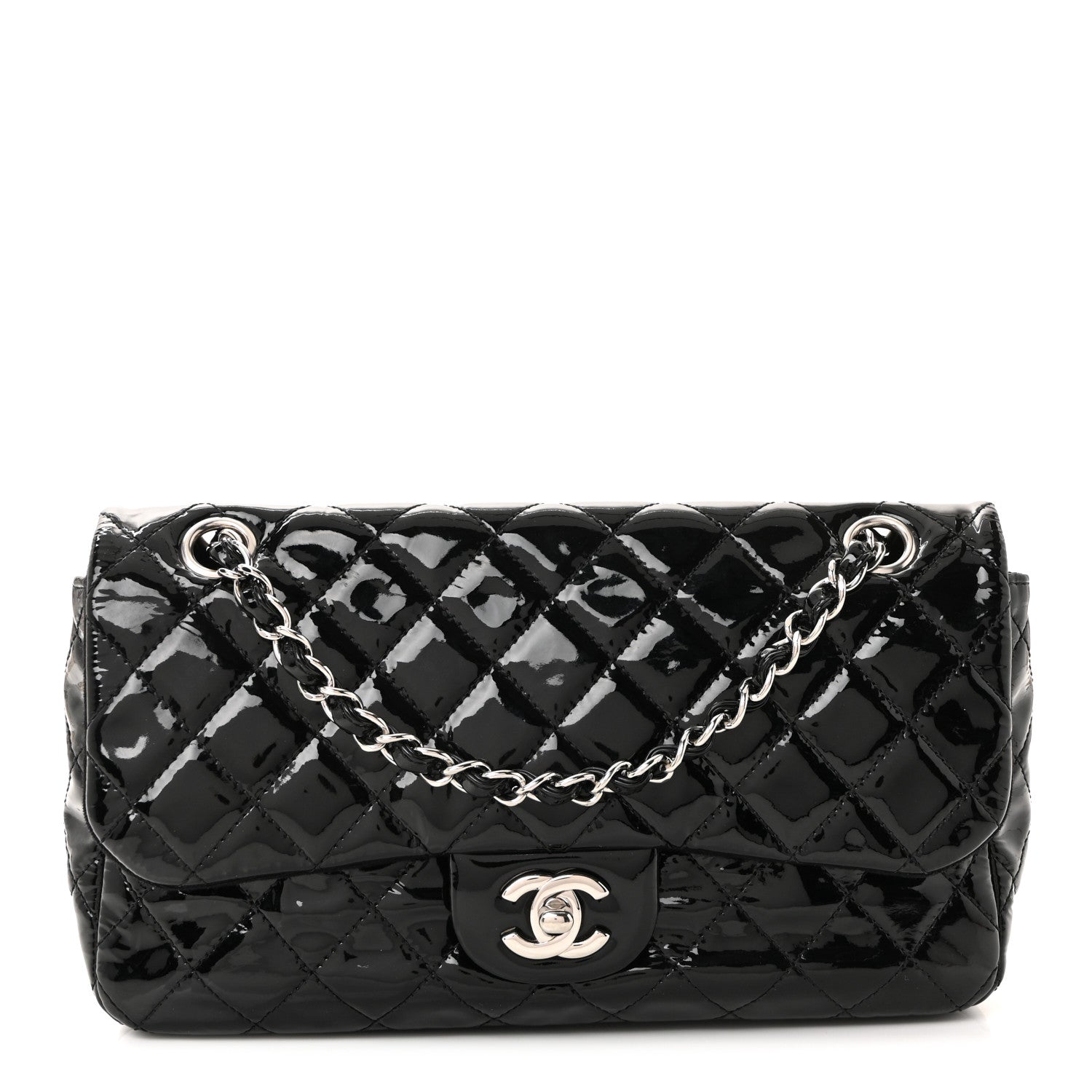 Chanel Patent Quilted Medium Single Flap Black 1 of 10