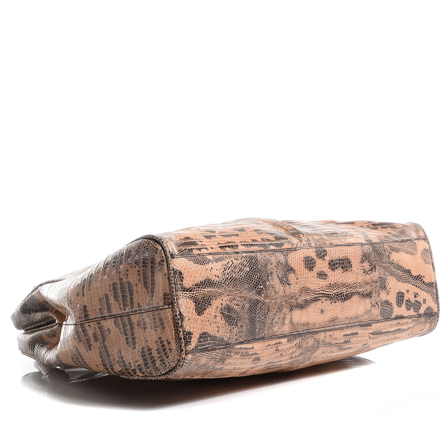Lizard Kiss Lock Frame Bag Beige