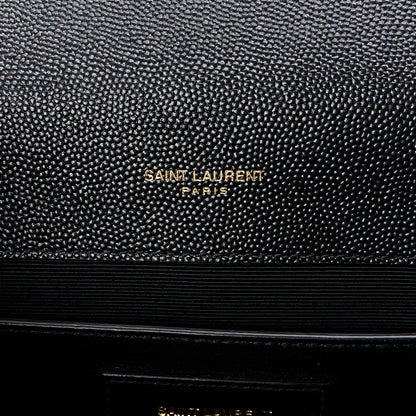 Saint Laurent Grain De Poudre Textured Mixed Matelasse Triquilt Medium Monogram Satchel Black 6 of 11