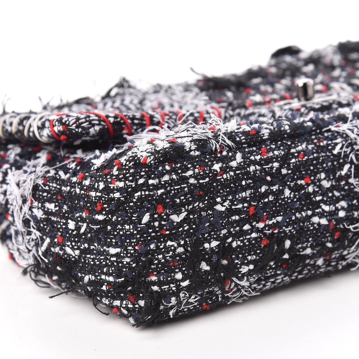 Tweed Pompom Flap Bag Multicolor