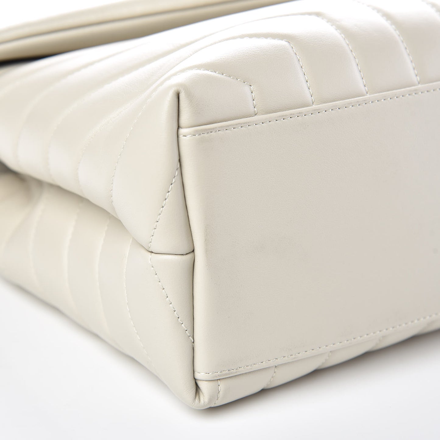 Calfskin Y Quilted Monogram Medium Loulou Chain Satchel Ivory