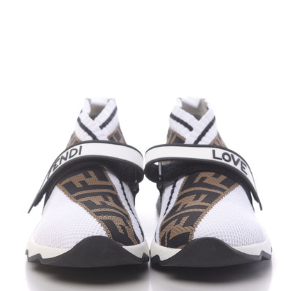 Fendi Stretch Yarn FF Stiff Band Rockoko Sneakers 39.5 White Black Tobacco 2 of 9