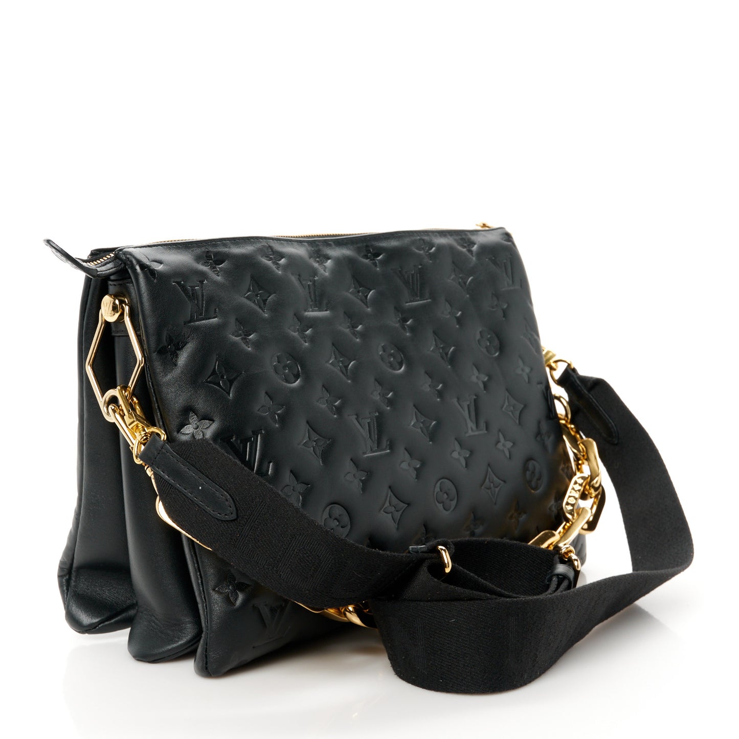 Lambskin Embossed Monogram Coussin MM Black