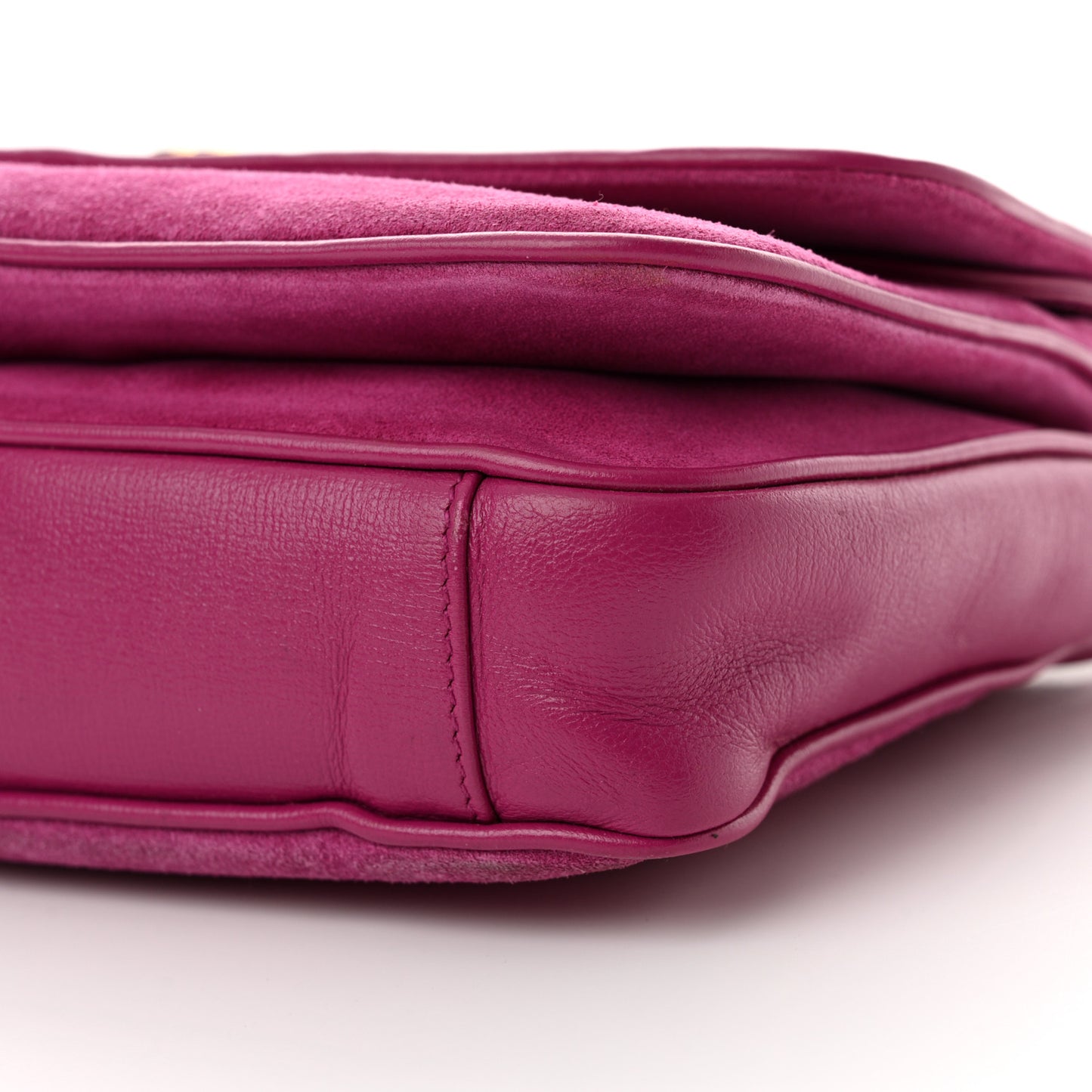 Suede Azalea Calfskin Small Marina Chain Shoulder Bag Fuchsia