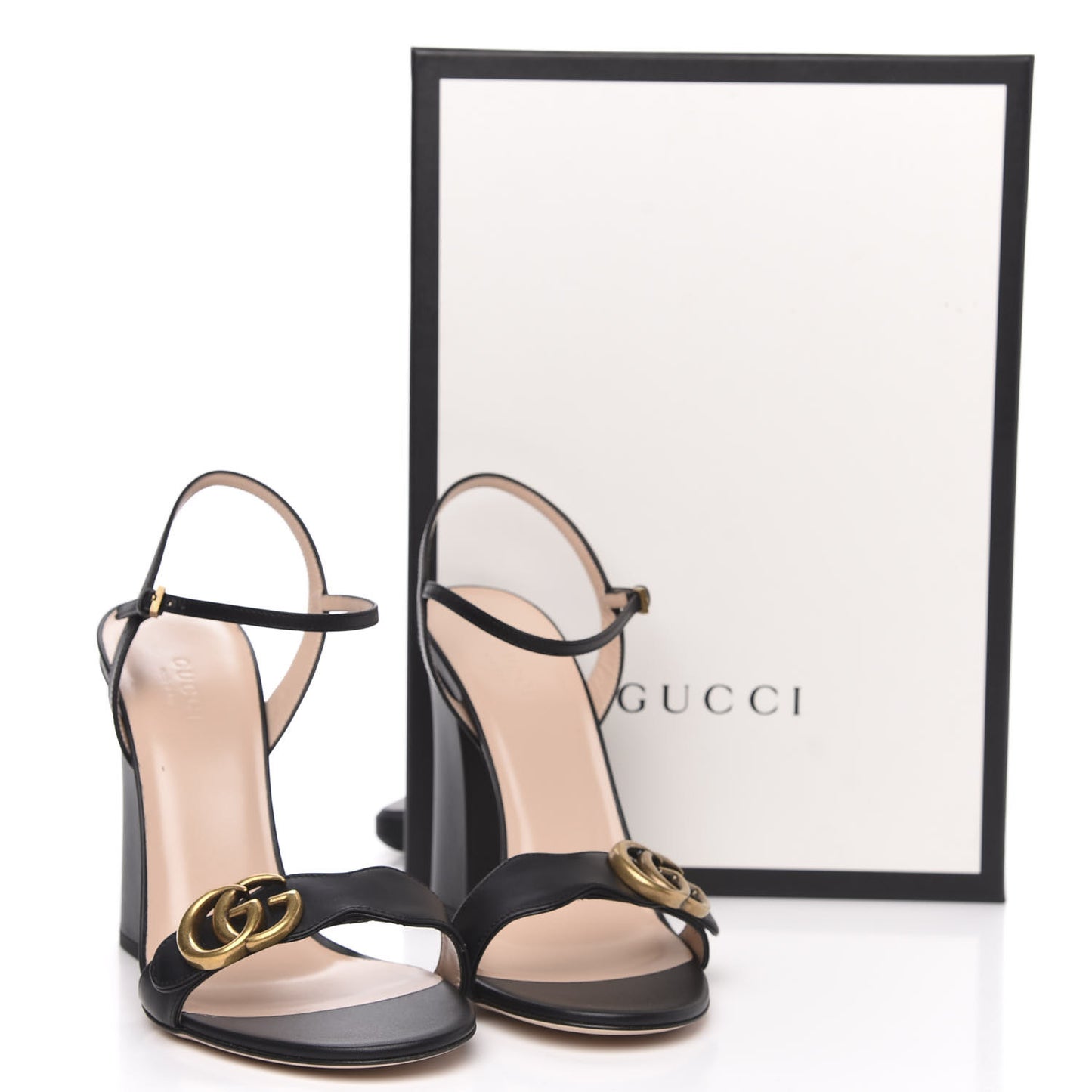 Lifford Calfskin GG Marmont Ankle Wrap 105mm Sandals 39 Black
