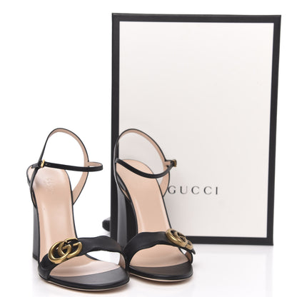 Gucci Lifford Calfskin GG Marmont Ankle Wrap 105mm Sandals 39 Black 8 of 8