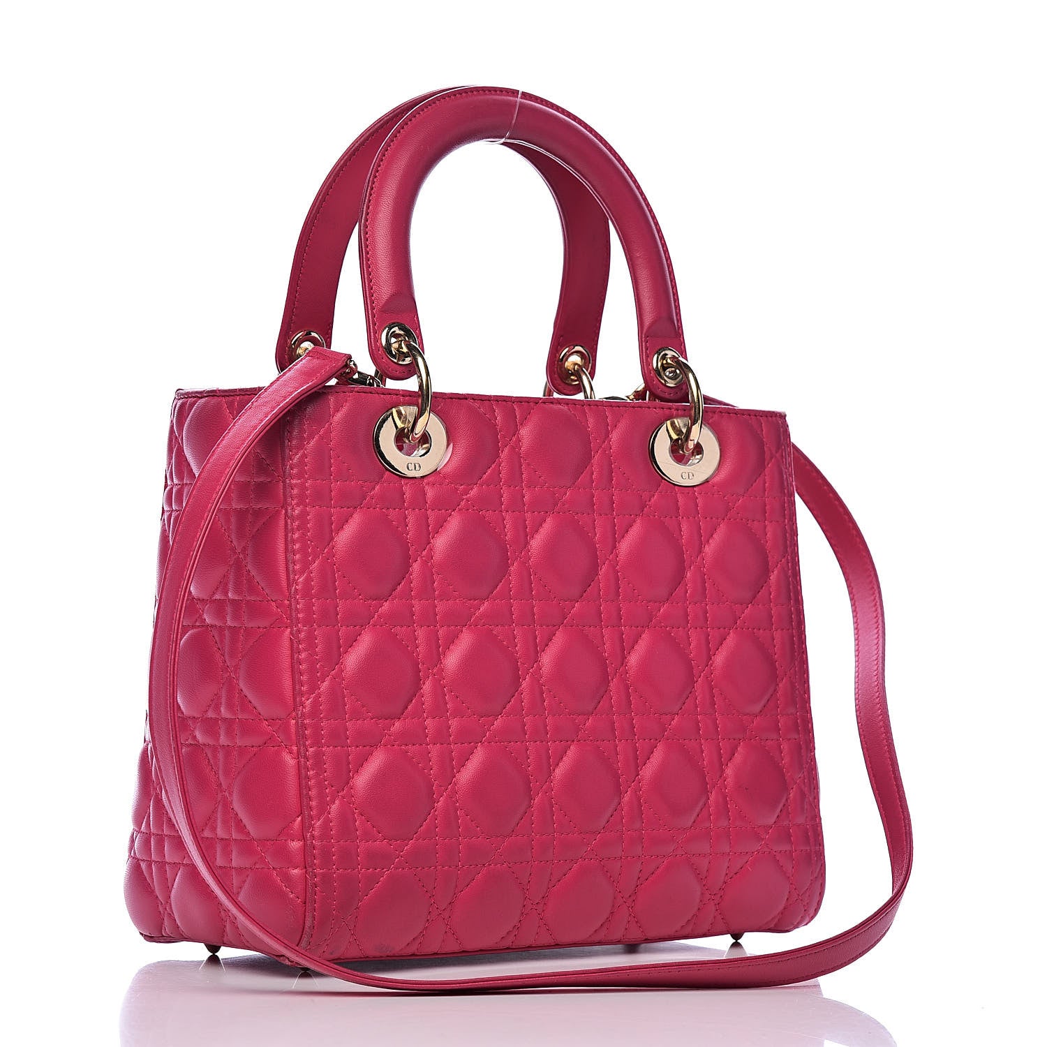 Christian Dior Lambskin Cannage Medium Lady Dior Fuchsia 3 of 21